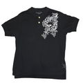 Point Zero Henley T-Shirt Skull Bird Graphic Black Vintage Wash Medium