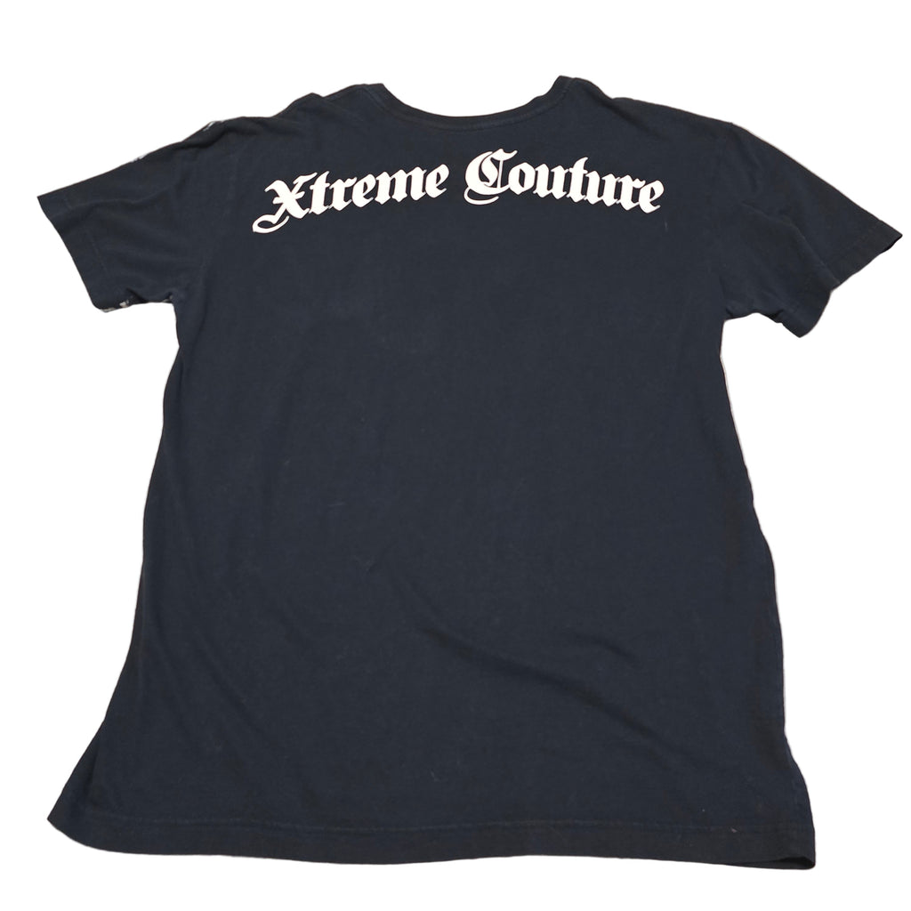 Xtreme Couture Double Skull Wing Graphic T-Shirt Black Size L Made in USA